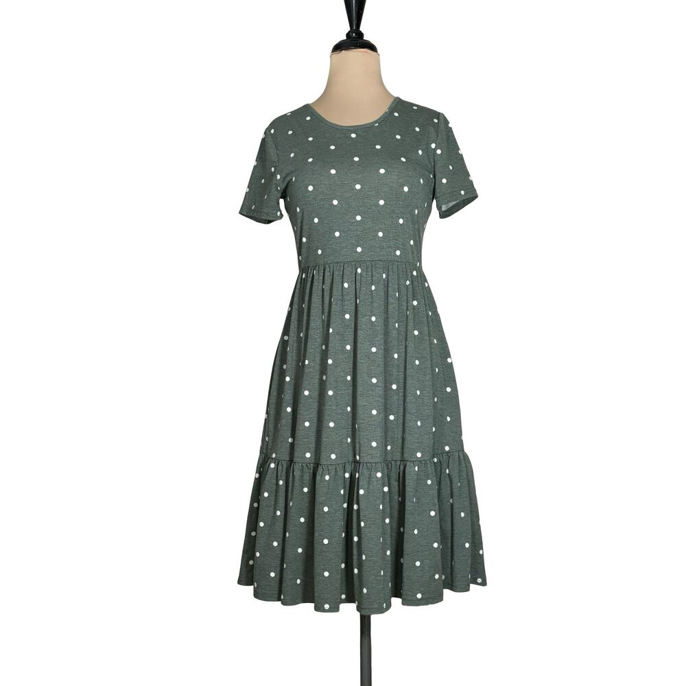 Simier Fariry Sage Polka Dot Midi Dress Small